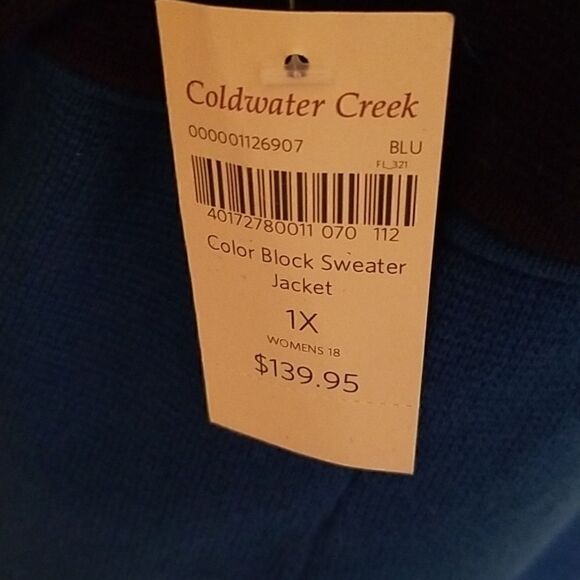 Coldwater Creek Size 1X colorblock sweater jacket - Picture 10 of 15